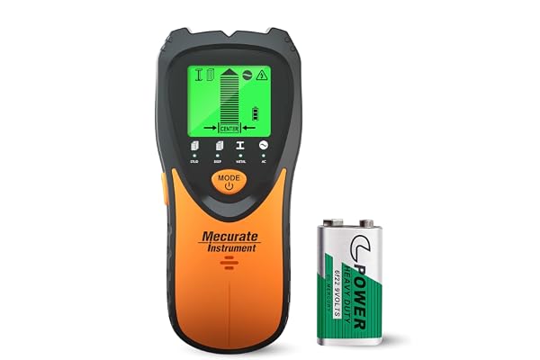 Mecurate Stud Finder Wall Scanner Sensor - 5 in 1 Electronic Stud with LCD Display & Audio Alarm for Wood AC Live Wire Metal