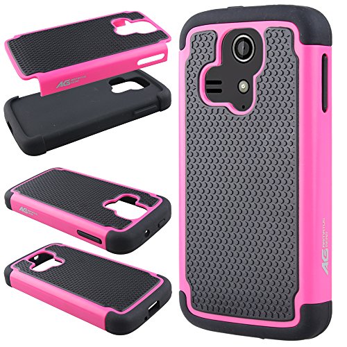 Kyocera Hydro Icon / Hydro Life Case - Armatus Gear (TM) Slim Defender Hex Grid Hybrid Armor Case Impact Resistant Protector Cover For Kyocera Hydro Icon C6730 / Hydro Life C6530 - Pink