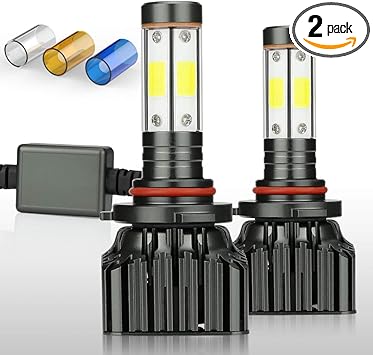 zdatt 9006 led headlight bulbs 12000lm 100w hb4 low beam bright high beam 3000k amber 6000k white 8000k blue fog lights 4 sides 360 degree car driving