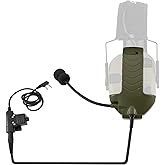 TSVISIONCORE Microphone & PTT for Walkerrazor Noise Cancelling Headphone Airsoft (Army Green)