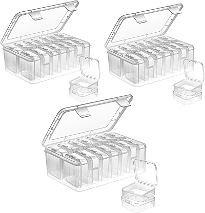 Mathtoxyz Bead Organiser Storage Box 45 Pcs Clear with Hinged Lids