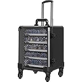 WELIDAY Miniatures Storage Case Miniatures Transport Case Aluminum Alloy Frame Display Case with Lock and Trolley (Medium Size)