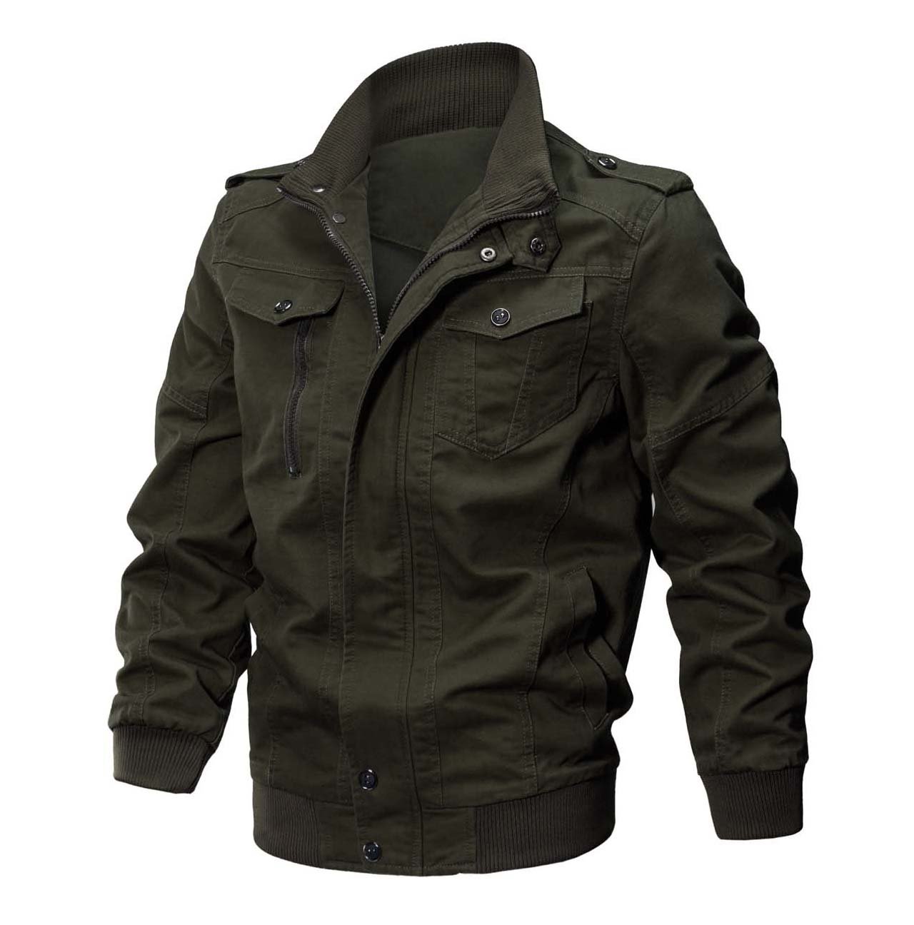 CRYSULLY Men's Flying Jacket Tactical Safari Jacket Cotton Field Military Cargo Jacket Coat Army