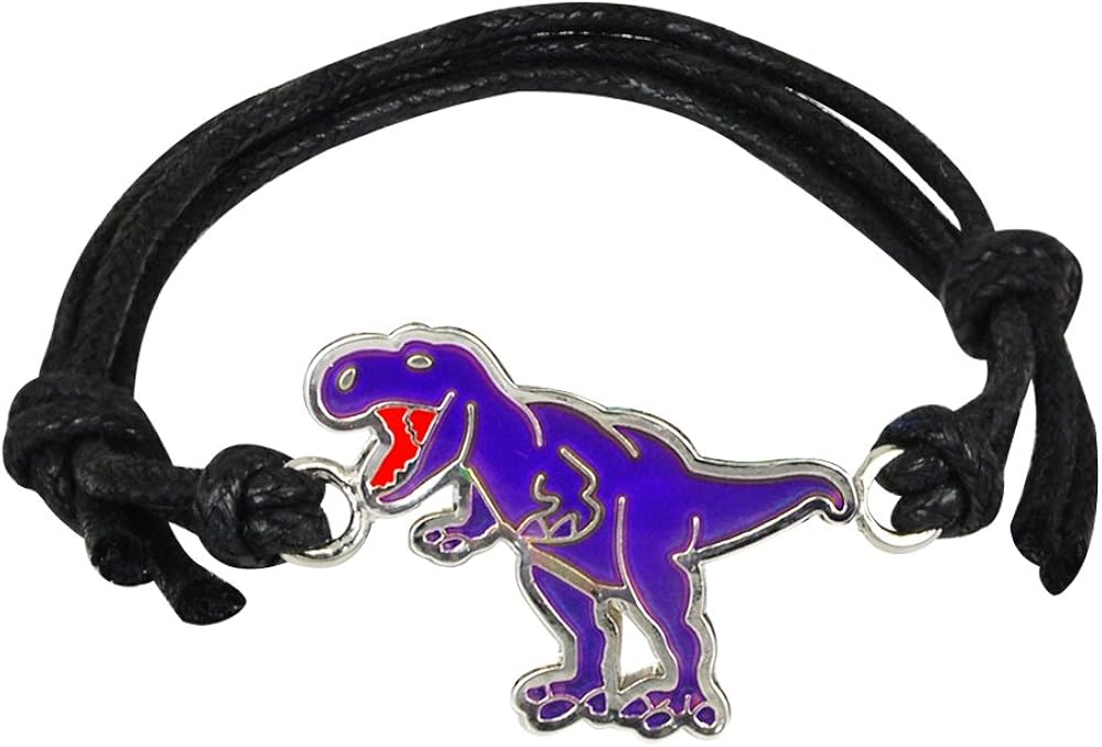 Fun Jewels Handmade T-Rex Dinosaur Charm Color Change Mood Bracelet For Boys Girls Dino Jewelry: Clothing