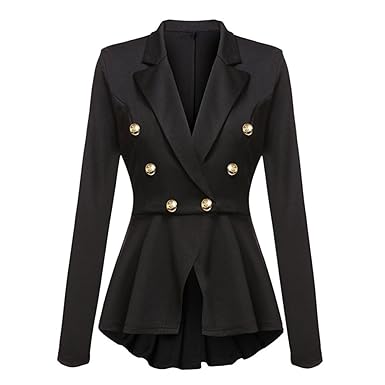 Setsail Damen Blazer Langarm-Knopf Jacke Vintage Mantel Jacke Winter warme Frack Jacke Knöpfe Mantel Langer Mantel Gothic Ste