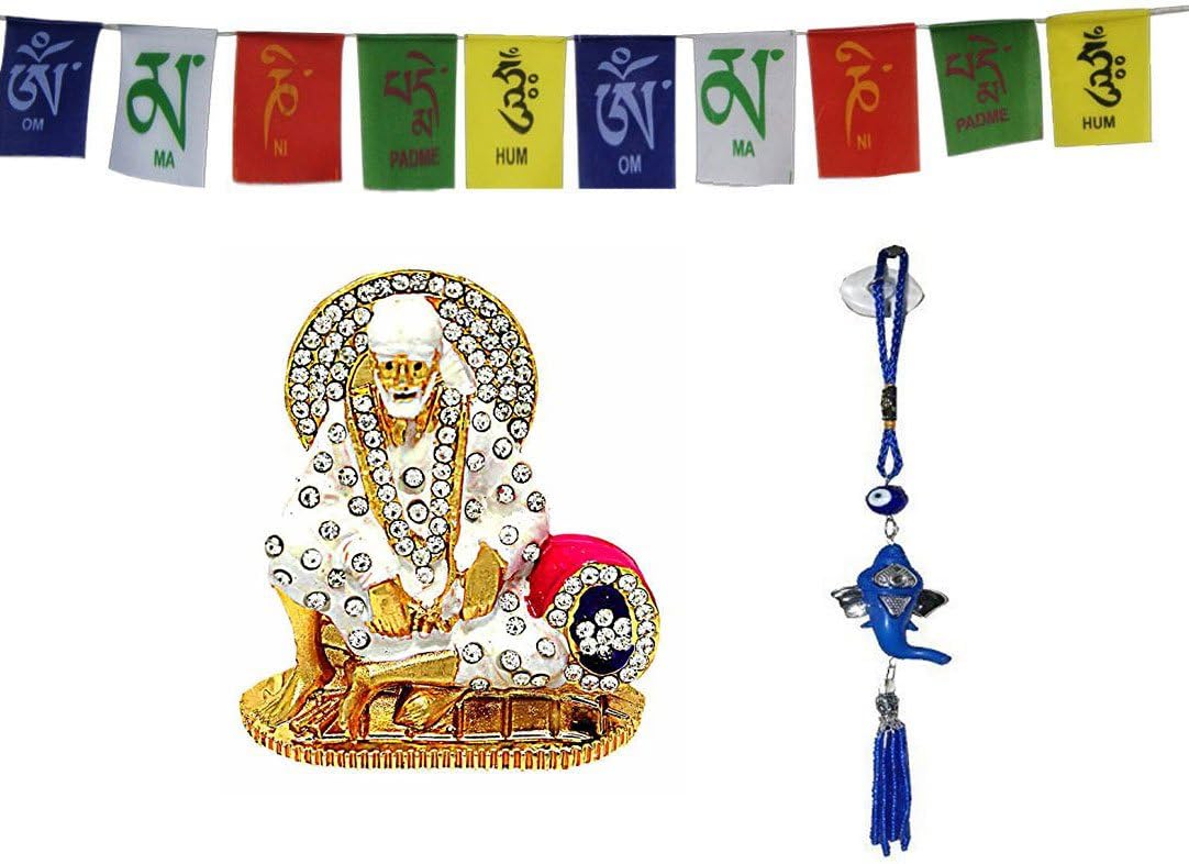 Odishabazaar Sai Baba idol for car dashboard pooja puja, Statues for decoration (color-160)