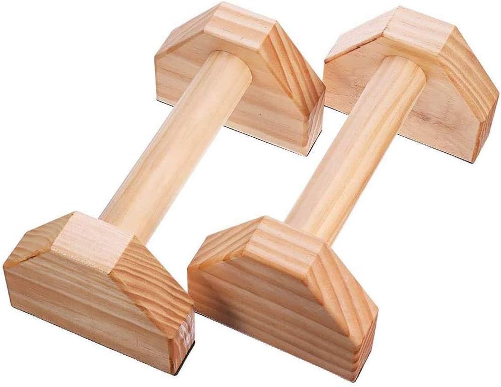 Shumo 1 Pair Parallettes Gymnastics Calisthenics Handstand Bar Wooden Fitness Exercise Tools Training Gear Push-Ups Double Rod Stand