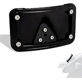 WOWTK Curved Laydown License Plate Frame Mount for Harley &amp; Honda VTX Black | for CVO Softail Dyna Fat Boy Low Rider Sportster VTX1300/1800 Gloss Black
