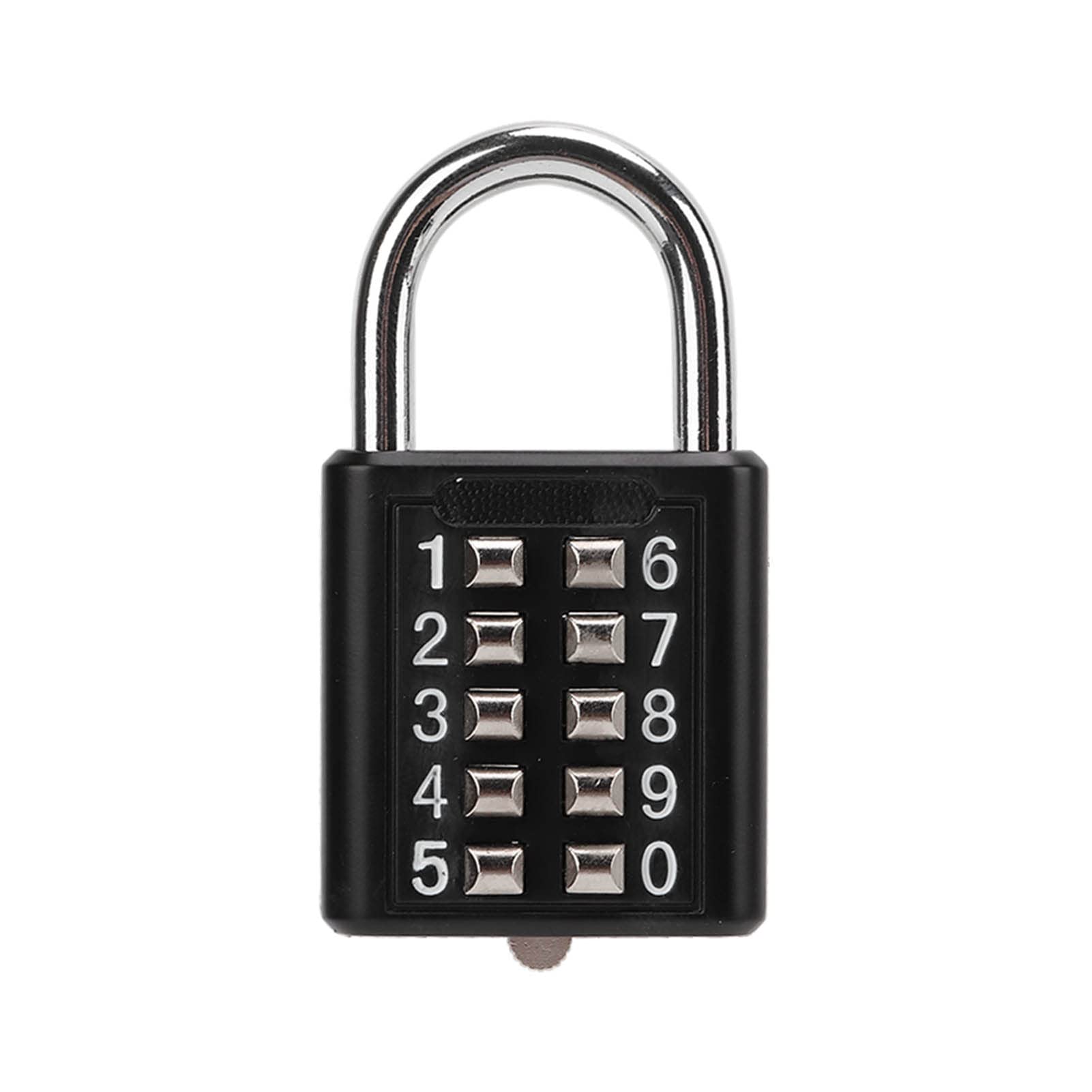 Combination Lock, 10 Digits Push Button Padlock Black Luggage Lock Gym Locker Lock Outdoor Heavy Duty Padlock For Gym Cabinets, Gates, Tool Boxes, Luggage
