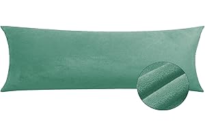 TELUS Zippered Velvet Body Pillowcases, Super Soft Cozy Pillow Cover, Luxury Fuzzy Flannel Long Pillow Cases with Zipper, 20x54 Inches, Green