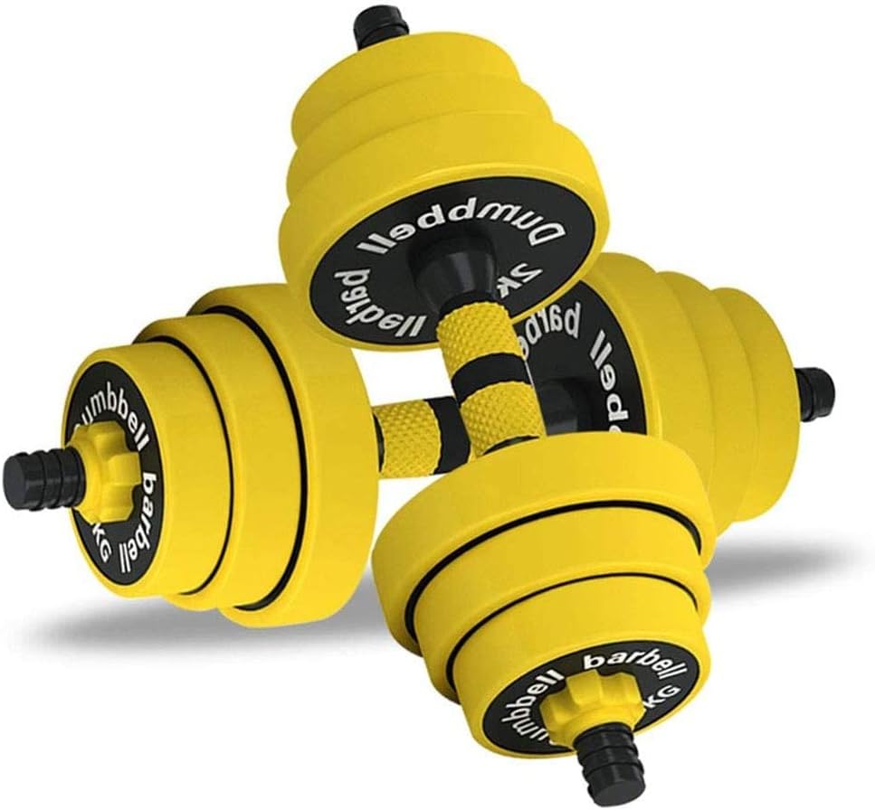 MQQ Adjustable Dumbbell Set Barbell Combination Detachable with 4 Collars & 2 Connector Options for Gym Home Bodybuilding Training Rubber Dumbbell Pairs