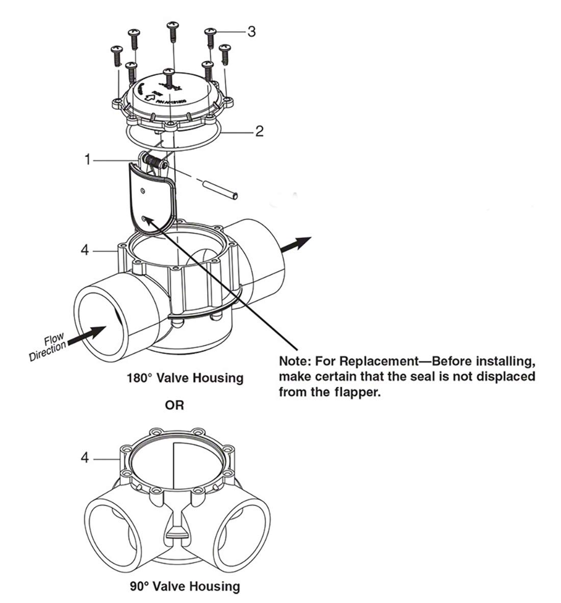 ATIE Pool 7056 Check Valve Cover With Flapper Assembly For Zodiac Jandy