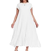 AIWUFLY Women's Church Pleated Maxi Dress 2025 Summer Cap Sleeve Maternity Modest Flowy Dresses with Pockets