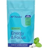 Neuro Energy &amp; Focus Mints, Extra Strength, Spearmint, 90 Count | 100mg Natural Caffeine Mints, 60mg L-Theanine, Vitamin B6 + B12, Sugar Free, Vegan, Clean Nootropic Energy &amp; Focus Supplement