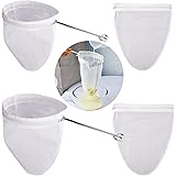 WMKGG Ultra Fine Mesh Strainer Bags, Reusable 80 Mesh Filter Bags with Stainless Steel Handle Frame for Filter NutMilk, Coffe