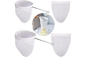 WMKGG Ultra Fine Mesh Strainer Bags, Reusable Mesh Filter Bags with Stainless Steel Handle Frame for Filter NutMilk, Coffee, Milk, Butter, Juices and Fresh Cheese (Large + Small)