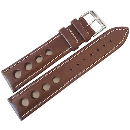 EULIT 18mm German Brown GT Racing Rallye Rally Leather Watch Strap