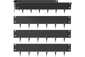 MESTYL 185" Metal Landscape Edging Kit (5PC 39" x 6"), No-Dig Rust-Resistant Galvanized Steel Garden Edging Border, Easy Install Lawn Edging for Flower Beds, Yard, Black Outdoor Edging