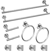 Cilee 10 Piece Brushed Nickel Bathroom Accessories Set, 16 inch Brushed Nickel Bathroon Hardware Set Towel Bar Ring Toilet Paper Holder Robe Towel Hook SUS304 Stainless Steel