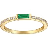 espere Minimal Dainty Baguette Wedding Band Ring | Lab-Created Emerald Cut Cubic Zirconia Stacking Ring | Anniversary Band for Her