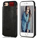 iPhone 7 Case,by Ailun,Back With Cover Case, Soft TPU Back Cover& Glued PU Leather,Multiple Card Slots Cash Compartment,Shock-Absorption,Anti-Scratch, Slim Back Cover [Black]