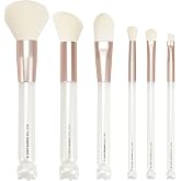 Impressions Vanity 6-PCs Makeup Brush set with Hello Kitty Kawaii Icon and Aluminum Ferrule, Super Soft Makeup Brushes for Foundation, Face Powder, Blending, Defined Shadow, Eye Shadow (White)