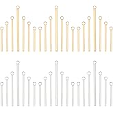 UNICRAFTALE 44Pcs 2 Colors 5 Sizes Metal Bar Charms Stainless Steel Bar Pendants Earring Charms Rec Bar Pendant for Earrings Jewellery Making