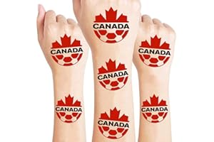 10 Pcs Canada National Soccer Team Temporary Tattoos Stickers, Soccer Game Party Decorative Supplies Gifts for Man Woman Teen