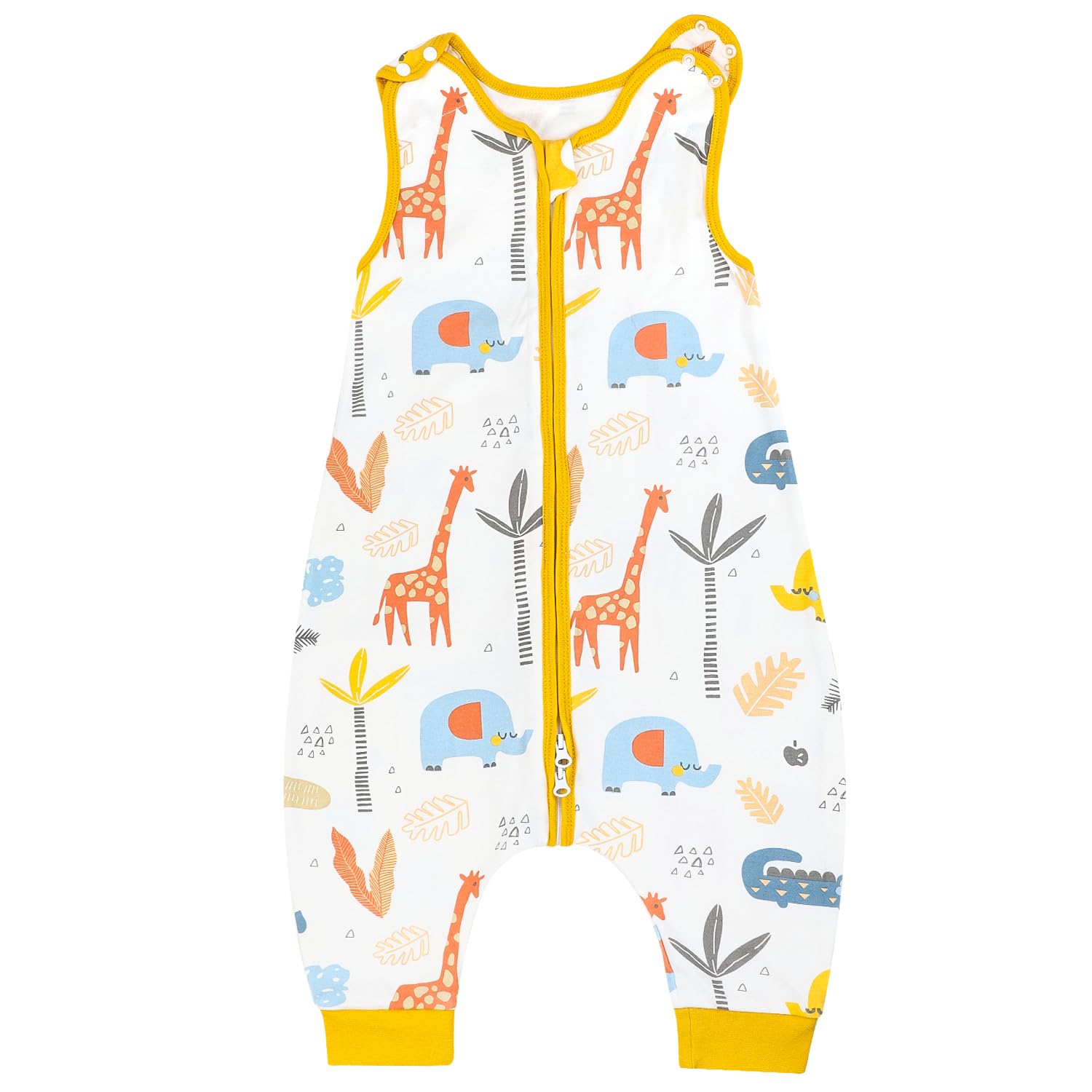 FLYISH DIRECT Sleeping Bag with Legs, 0.5 Tog Sleeping Bag Baby, Toddler Sleeping Bag with Feet, 100% Cotton Baby Sleeping bag Summer, Toddler Sleeveless Sleep Sack (L, 3-5 mos, Giraffe)