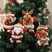 Bcharm Christmas Tree Ornament Sets, 4pc Christmas Plush & Plaids Dolls for Decoration, Santa/Snowman/Elk/Bear