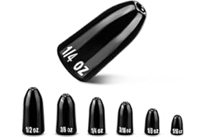 MadBite by Kastking Tungsten Worm Fishing Weights, 100% Tungsten, Sinks Quickly, Smaller Sized, Inline Attachment, for Texas Rig and Carolina Rig, Polished Opening