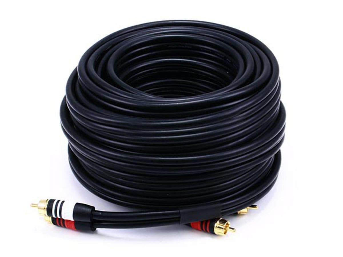 Monoprice 102868 50 ft Premium 2 RCA Plug/2 RCA Plug Male to Male 22AWG Cable - Black