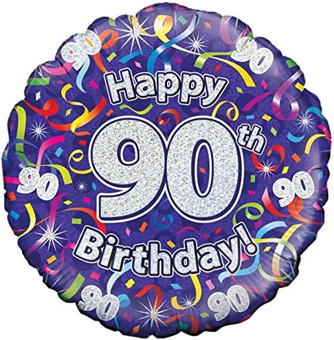 Oaktree UK Oaktree 18" 90th Birthday Streamers Holographic, Purple