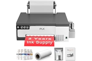 PLK A4 DTF Printer with XP600 Printhead &Roll Feeder, L8058 DTF Transfer Printing Machine with White Stirring System 100% Transfer Rate for DIY Print(Printer+Ink+Roll Film)
