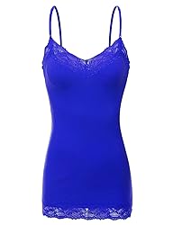XT1004L Ladies Adjustable Spaghetti Strap Lace Trim
