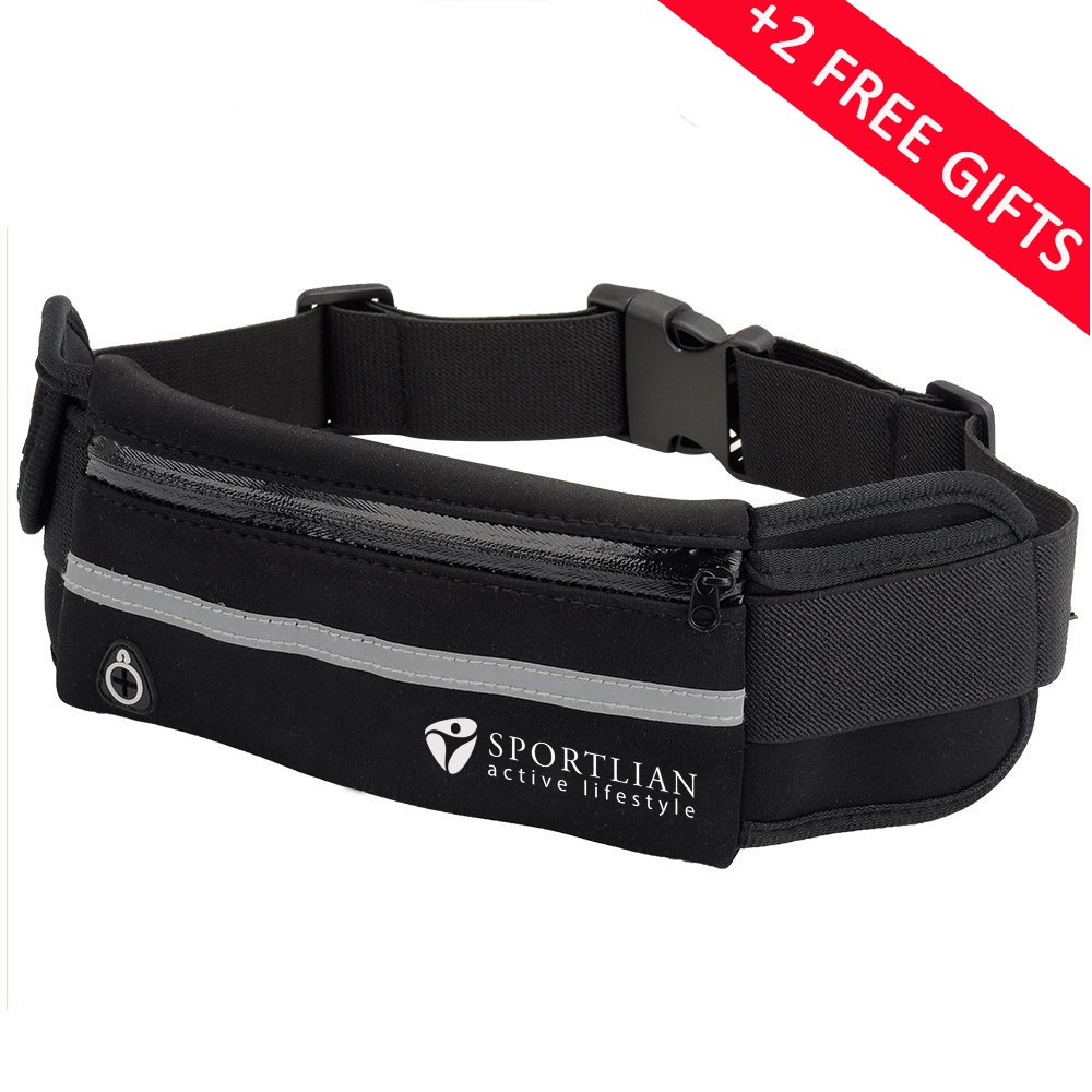 Sportlian Running Belt - Jump Rope - Resistance Bands - Set 3 in 1 for Men Women (Black)