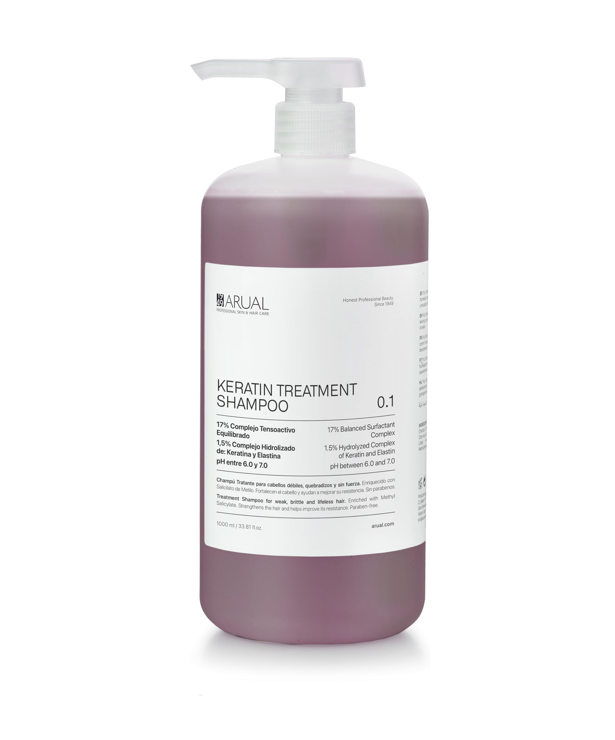 ARUAL Keratin treatment Shampoo, Cedar, 1000 Milililiter
