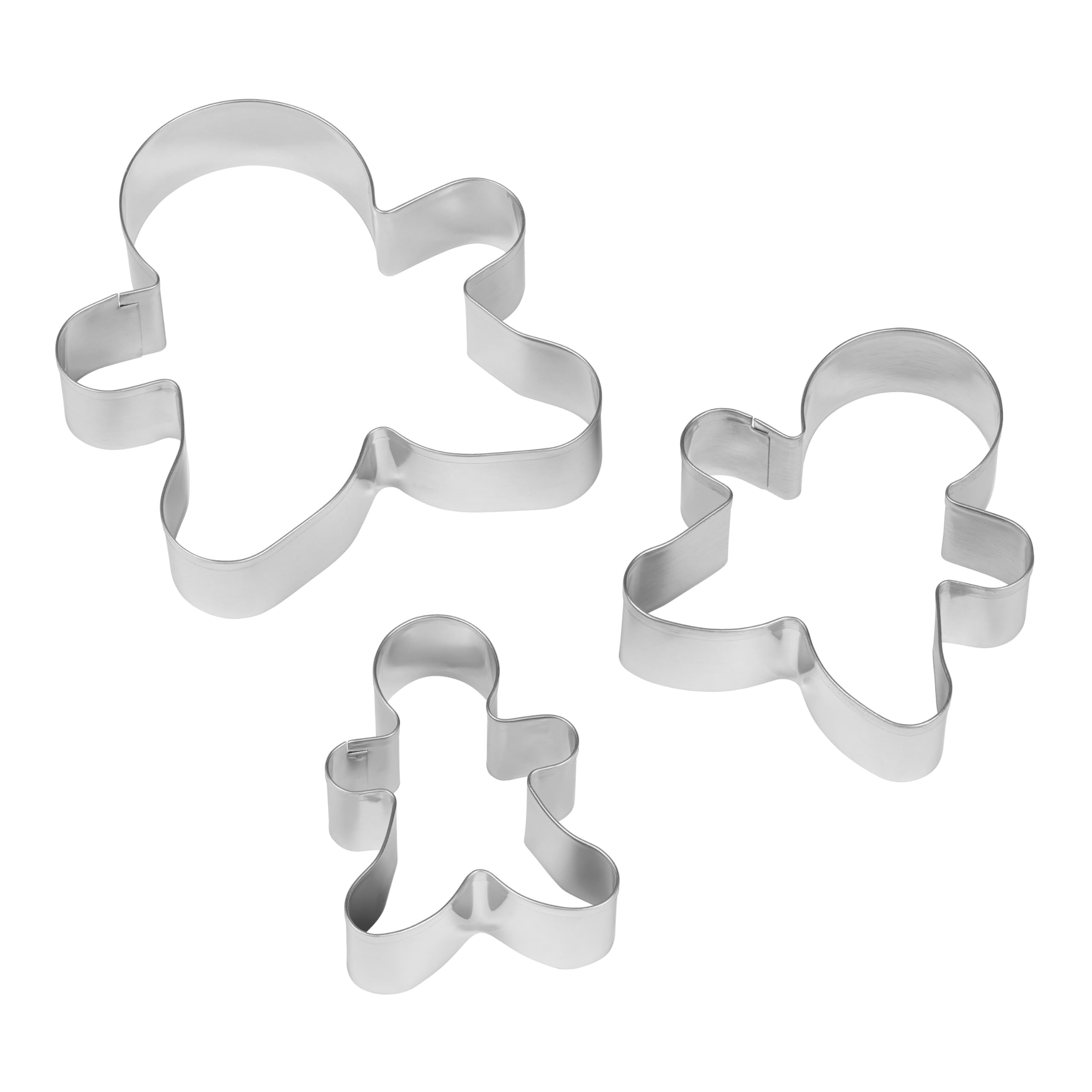 Chef Aid Gingerbread Man Cookie Cutter Set, Stainless Steel Cutters in 3 Sizes Measuring 10.5 cm, 8 cm and 6.5 cm, Ideal for use with Gingerbread Dough, Cookie Dough, Pastry, Icing and Shortbread