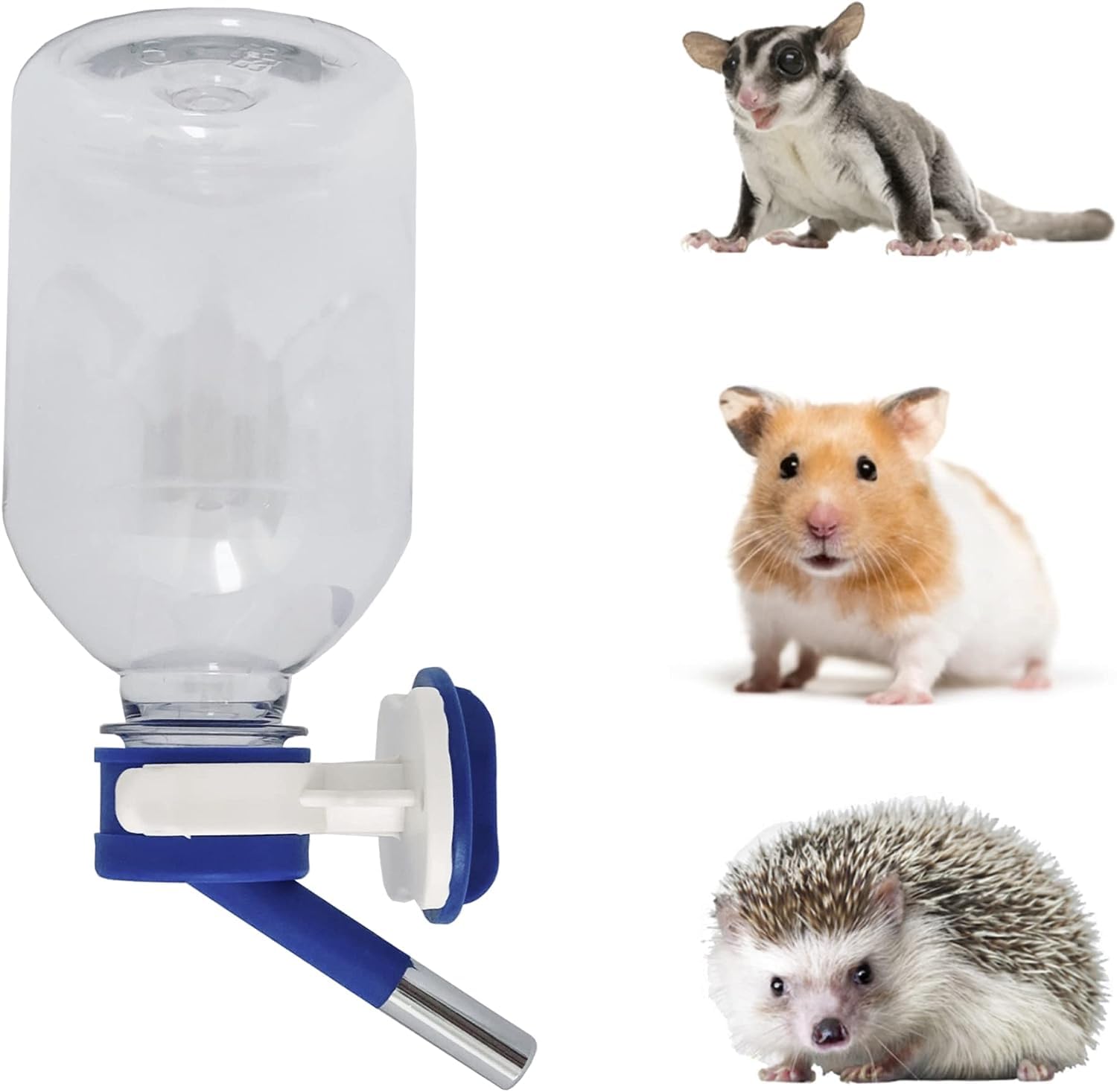 Choco Nose Patented Mini No-Drip Water Bottle/Feeder for Hamsters/Hedgehogs/Gliders/Rats/Mice/Other Small Pets and Animals - For Cages, Crates or Wall Mount. 300ML. Nozzle 10mm, Blue (C125)