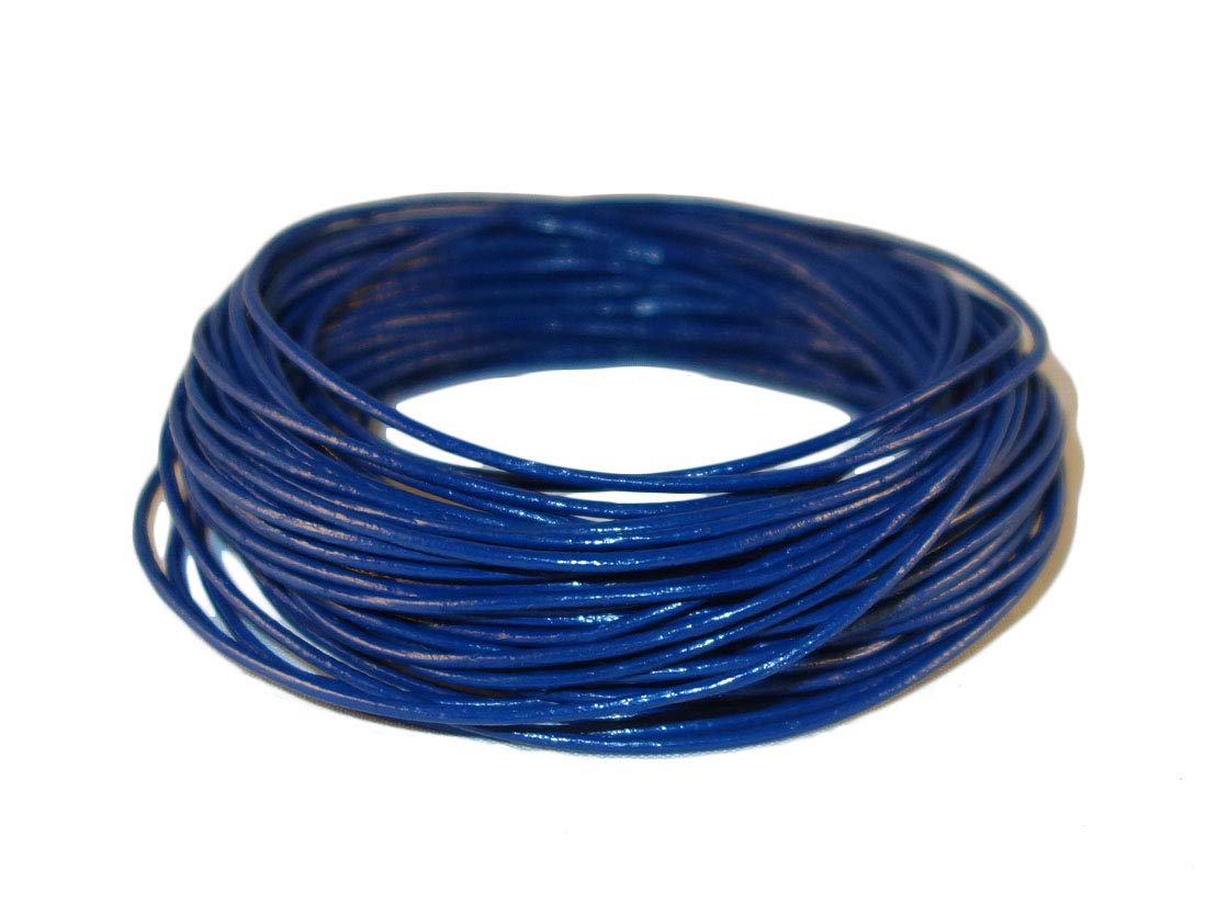 Cords Craft® | 1.5mm Round Leather Cord for Jewelry Making Bracelet Necklaces Hair Accessories Dog Collar Beading Work Hobby and DIY Craft (Blue) | Roll of 10 meters Leather String Cord