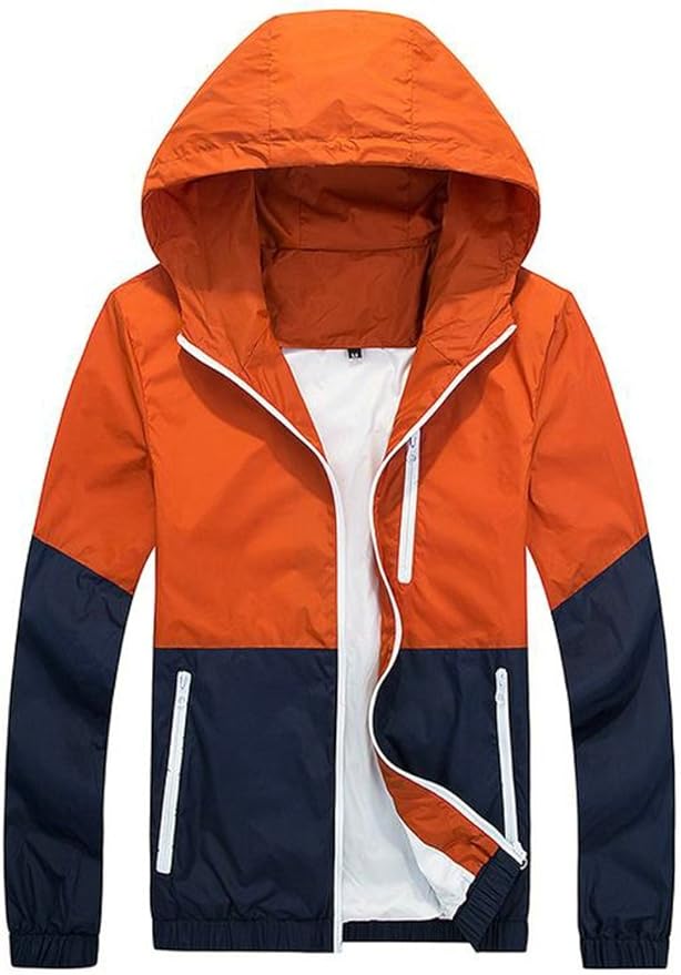 H&E Mens Spliced Color Hooded Lightweight SunProtection Jacket XL