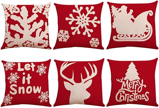 Amazon Com Vmree 6pcs Christmas Pillow Covers 18x18 Christmas