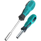 DOFEDOFO Bit Driver Handle,2 Pieces 1/4 inch Bit Driver Magnetic Screwdriver Bit Holder,6.35mm Hex Bit Holder Extension,190mm and 110mm Long with Non-slip Handle Nut Driver, Green