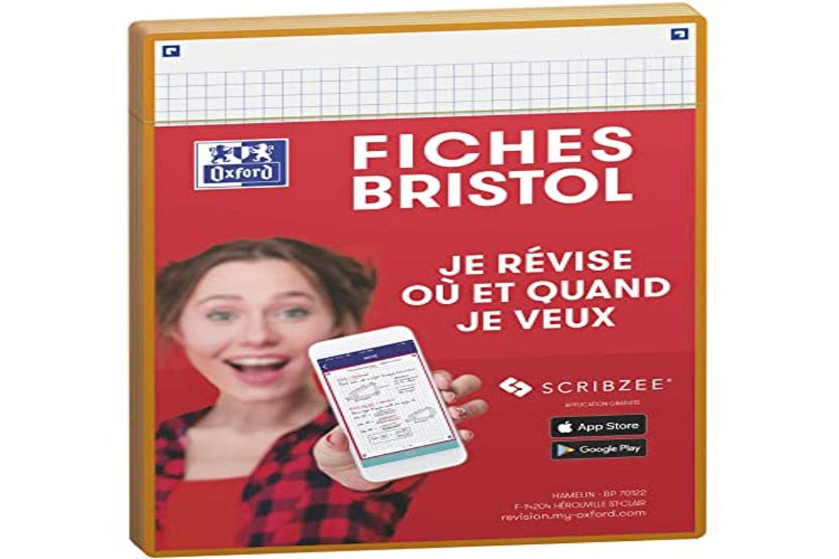 Oxford Révision 2.0 Pack of 50 Record Cards A5 (14.8 x 21 cm) Small Squares on both sides - Orange Frame (Packaging may vary)