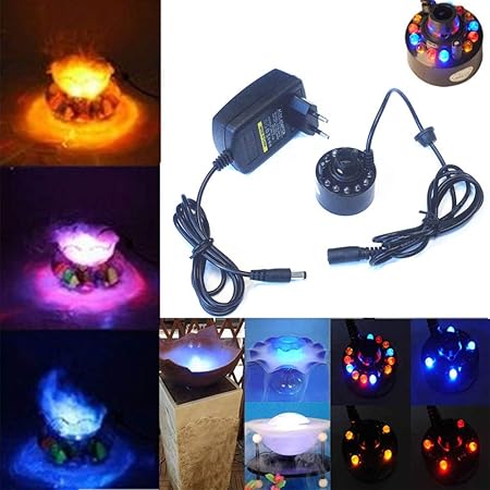 Qiorange 12 LED-Ultraschall-Nebel-Hersteller Fogger Wasser-Brunnen-Teich + Netzteil (Set A)