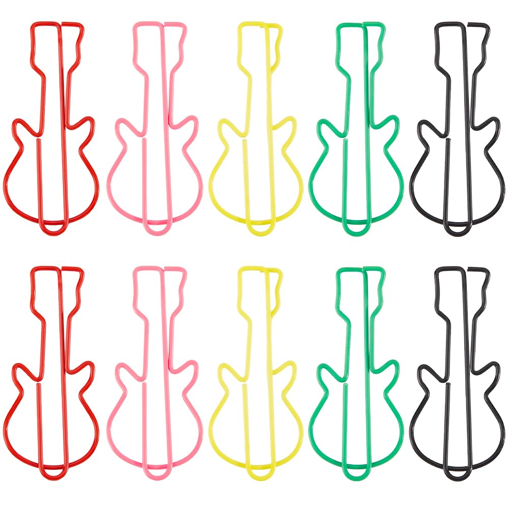 Photo 1 of CRASPIRE 100Pcs 5 Colors Guitar Paper Clips Binder Paperclips Clamps Iron Metal Clips Cute Colored Bookmark Planner Memo Dispenser for Office Supplies School Home File Note Page Sorting Organizing
