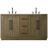 Elegant Kitchen and Bath 60" Double Bathroom Vanity in Hazel Oak