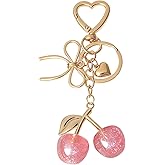 Snycler Cute Strawberry Cherry Keychain Bag Charms Heart Flower Daisy Key chains Accessories Decor for Women Purse Gift