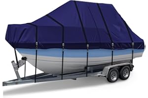 ZENICHAM 900D T Top Boat Cover -Heavy Duty Waterproof Trailerable Center Console Boat Cover fits for 24-26' Long, Beam Width Up to 112", Navy