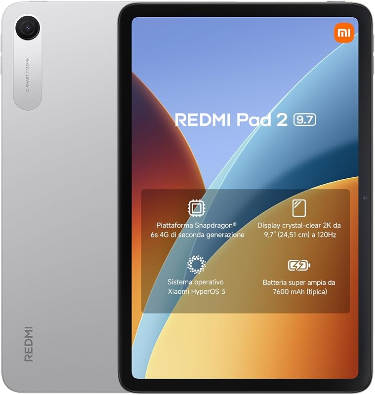 REDMI Pad 2, 4+64GB, Argento, Snapdragon 6s Gen 2 — foto 1 di 8